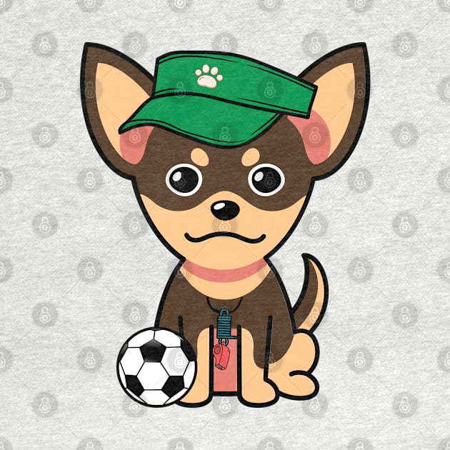 Funny small dog is a soccer coach by Pet Station